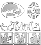 4 Set Ostern Stanzschablone Stanzbögen Stanze Prägeschablone Stanzformen Osterhase Osterei für Basteln Scrapbooking Fotopapier Karten Handwerk DIY Ostern Geschenk Deko Cutting Dies Easter