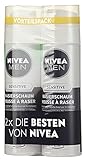 NIVEA Men, 2er Pack Rasierschaum für Männer, 2 x 200 ml Spender, Sensitive, 0% Alkohol