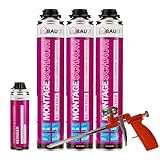 dubaust MSP24 Bauschaum Montageschaum Pistolenschaum 750ml Kombisets PU Dämmschaum hohe Schalldämmung Wärmedämmung Isolierend B2 (mit Reiniger PRS24 500ml + Schaumpistole Compact, 3x 750ml)