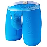 SUPTTING Herren Boxershorts aus NetzAtmungsaktive Unterhose Schnelltrocknende Unterwäsche mit Elastischem Bund Sportunterwäsche mit Langer Beinform Funktionsunterwäsche Enganliegend