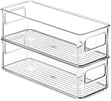 PIQIUQIU Kühlschrank Organizer, Fridge Organizer 2er Set, Speisekammer Vorratsbehälter mit Griff, Stapelbar Kühlschrank Ordnungssystem kuhlschrankorganizer-25x9.5x7.5cm