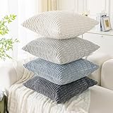 Ci & Ci 4er Set Deko Kissenbezug 40x40 cm, Grau Kordsamt Kissen Sofakissen Dekokissen Zierkissen, Flauschig Kissenbezüge Kissenhülle für Sofa Couch