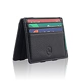 Kurt® Slim Magic Wallet mit Münzfach & RFID-Schutz | Kartenetui Herren & Damen | Kreditkartenetui klein | Mini Leder Geldbörse | Portmonee Portemonnaie | Geldbeutel -Schwarz