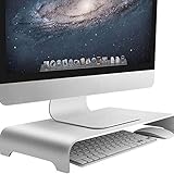 TMMLIJIPL Monitorständer, Monitorhalterung, Computer-Erhöhung, Metall, Desktop-Monitorständer bis zu 27 Zoll Bildschirme für PC, Mac, MacBook, Laptop, mit Stauraum, Organizer für Tastatur, Maus, 38 cm