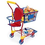 Bayer Design 75003AA Einkaufswagen Supermarkt Kinder, mit Spiellebensmittelkartons, bunt, aus Metall, integrierter Sitz, herausnehmbarer Korb, Kaufladenzubehör, Large