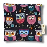 Franzis Nähstube 20x20cm Traubenkernkissen Eule grau in 100% Baumwolle I Körnerkissen Traubenkern 20x20 für Mikrowelle I Wärmekissen, Traubenkernkissen, Nackenwärmekissen