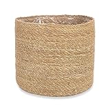 DARO DEKO Seegras Korb rund Natur Ø 31 x 29 mit Einsatz Blumentopf geflochten Aufbewahrungskorb Über-Topf Blumenkorb