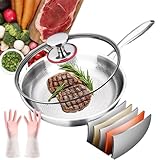 XJQ Tovara Titanium Pro Pfanne, Titan Pfanne Unbeschichtet Mit Deckel 26/28/30 Cm, Titanpfanne füR Alle Kochfelder (Mit Deckel,26cm)