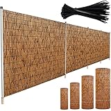 Bambus-Sichtschutzzaun-Rolle, 131 x 213 cm, Sonnenschutz, wasserdicht, UV-Schutz für Außenbereich, Garten, Terrasse, Villa, natürliches Schilfrohr-Zaun, Rolle