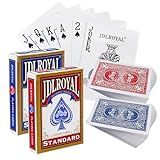 Fousenuk 2X 56 Karten Spielkarten, Pokerkarten Cards, Playing Cards Poker Karten, Kartendeck, Kartenspiel mit Zwei Eckzeichen, für das Geschenkpartyspiel, Texas Holdem Poker, Blackjack (Rot und Blau)