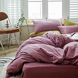 Violettes Bettwäsche-Set, volle Größe, 3-teilig, Blassmalve, Boho-Bettwäsche-Set, luxuriös, weicher Jersey-Strick-Baumwolle, Bettdeckenbezug mit 2 Kissenbezügen, atmungsaktiv, weich, Mauve