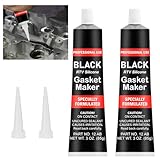 2 Stück Auspuff Dichtmasse Motordichtmasse, Dichtmasse Motor Schwarz für Reparatur Kfz-Motorradmaschinen, Hochtemperatur Silikon bis +343°C, Hitzebeständig Zylinderkopf Dichtmittel, 85g Dichtmasse Kfz