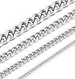 XIRUVE Breite 3mm/5mm/7mm/10mm, Länge 36-76cm Wählbar Klassische Massiv Panzerkette Herren Damen Edelstahl Halskette (S,3mm,55cm)