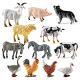 12pcs Bauernhoftiere Set RealistischeTierfiguren Sammlung Mini Bauernhof Tiere Scheunentiere Kunststoff Tiere Spielzeug Tiere Modell Miniatur Bauernhof Miniatur Party Deko Pädagogische Lernspielzeug