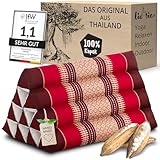 livasia Rückenstützkissen mit Muster - 30x50x30cm - Dreieckskissen für den Garten, Keilkissen mit Kapok, vegan und handgefertigt, Meditationskissen (Rubinrot)