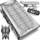 tillvex® Campingbett klappbar mit Tragetasche bis 280 kg | Campingliege extra breit | Feldbett Karpfenliege für Outdoor & Indoor | Klappbett Gästebett faltbar Garten Camping Angeln Festival Reise