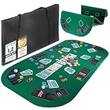 GOODS+GADGETS XXL Pokertisch-Auflage 160 x 80 cm Faltbare Pokerauflage; Poker-Zubehör Pokermatte Tisch-Auflage mit hochwertigem Filz; mit 8 Getränkehaltern; mobil & klappbar (Grün - 160 x 80 cm)
