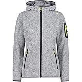 CMP - Damen-Knit-Tech-Jacke mit fester Kapuze, Grau-Zitrone, D44