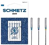 SCHMETZ Nähmaschinennadeln | 5 Jeans-Nadeln | 130/705 H-J | Nadeldicken: 2x 90/14, 2x 100/16 und 1x 110/18 | auf allen gängigen Haushaltsnähmaschinen einsetzbar