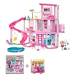 Barbie Bundle Pack - Traumvilla (GRG93) + Travel Chelsea Puppe (FWV20) mit Pool, Rutsche und blondem Hündchen, individuell einstellbaren Lichtern und Geräuschen, 75+ Teile, für Kinder ab 3 Jahren