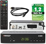 RED OPTICUM HD Sat Receiver für Satellitenschüssel mit Aufnahmefunktion, AAC-LC Audio, PVR, HDMI, SCART, USB, Coaxial - Timeshift & Einkabel tauglich - SBox Satelliten Receiver Set + HDMI Kabel