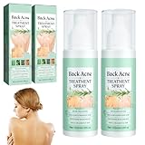 Akne Rücken Spray, 2 Stück Rücken Back Acne Spray, Gegen Pickel Rücken, Rücken-Peeling Tiefenreinigung, Akne-Behandlungsspray für Körper, Brust und Rücken, Behandlung von Rückenakne, Sanft zur Haut