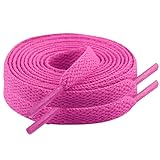 MOCATH 2 Paar flache Schnürsenkel, bunte Schnürsenkel für Sneakers, Sportschuhe, Laufschuhe, Stiefelschnüre, 1,6 cm breit, Knallpink (Hot Pink), 43'(110CM)
