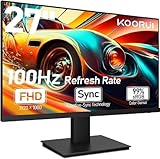 KOORUI 27 Zoll Gaming Monitor mit integrierten Lautsprechern, 100Hz, 1080p Bildschirm Aufhängbar, Rahmenlos, HDMI, Neigungsverstellbar, Augenpflege, VESA-Wandmontage Schwarz