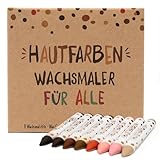 Hautfarben Wachsmalstifte, Set 8 Wachsmaler in unterschiedlichen Hauttönen, Stifte für Kinder ab 3 Jahren, nachhaltige Materialien, Geschenk ohne Plastik, Wachsmaler für alle