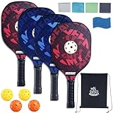 DEERFAMY Pickleball Paddles Schläger Set,4 Schlägern,4 Bällen,4 Handtuch,1 Tasche, USAPA-zugelassener Pro Pickleball-Schläger mit gepolstertem Griff für Anfänger Frauen Männer