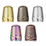 Tyqour 5 Stück Fingerhut, einstellbares Fingerspitzen-Protektor Set, Fingerschutz, Sewing Thimble Ring Fingerhut zum Nähen, Fingerhüte Für Handnähen, Handwerk Stickerei Für Haushalt Fingerlinge