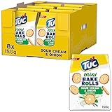 TUC Mini Bake Rolls Sour Cream & Onion 8 x 150g I Knusprige Brotchips I Knabbergebäck Chips Großpackung