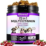 Multivitamin für Hunde 15-in-1,Natürliche Essentielle Vitamine Kautabletten Mit B-Komplex-Vitamine für Immunsystem, Knochen, Gelenke - Kalzium, Eisen, Kupfer, Jod, Zink(150 Kauartikel)