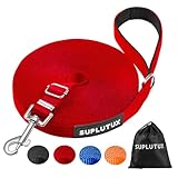 Schleppleine für Hunde, Laufleine für Hunde – Verstellbare Hundeleine mit Gepolstertem Griff inkl. Aufbewahrungstasche, Ideal für Training, Spaziergänge und Outdoor (Rot, 10m/32ft)