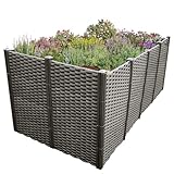 Wels® Raised Bed Hochbeet Pflanzbeet Frühbeet Gartenbeet Pflanzkübel Pflanzkasten Blumenkasten Gemüsebeet Blumenbeet Dunkelbraun 148x60x76cm Kunststoff Plastik HDPE