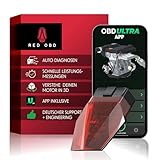 RED OBD Diagnosegerät Auto BLE+ mit OBD Ultra APP I Auto OBD2 EOBD Scanner für Fahrzeuge I OBD Adapter Stecker mit Bluetooth I Superschnell & mit Motor, ABS, Airbag UVM I iOS + Android kompatibel