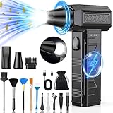 BKXCHA Elektrische Staubgebläse Druckluftspray mit LED-Licht, 3-Gang 150000 U/min Compressed Air Duster, 6000mAh Schnellladung Gebläse Akku, Staubgebläse mit Reinigungsbürste für PC,Tastatur,Auto,Sofa