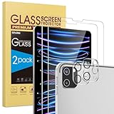 SPARIN Panzer Schutzfolie Glas für iPad Pro 12,9 2022/2021/2020, 2 Stück Displayschutzfolie und 2 Stück Kameraschutz, 9H Härteglas, kompletter Schutz