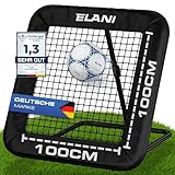 ELANI - Rebounder für Fußball 1x1m mit Schutzrand & 6 Heringen für sicheren Stand - Fussball Rebounder mit stabilem Rahmen - Tornetz - auch für Handball & Volleyball - Fußball Trainingszubehör