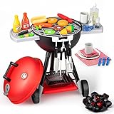 JOYIN 34 PCS Kinder Grill Spielzeug Küche Zubehör Kinder Geschenk Mit Licht, BBQ Grill Spielzeug Spielküche Zubehör, Soundeffekte Kinder Küchenset Kindergriller Für Kinder DIY Geschenke