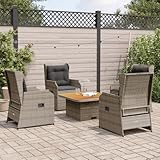 Homgoday Gartensofa-Set 5-teilig mit Kissen aus Polyrattan grau, Möbeldekor Set Schlafsofa Wohnzimmer Couch, modernes Sofa Set für Outdoor Garten Modell 3262734