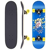 WeSkate Skateboard Komplettboard 79x20cm Holzboard mit ABEC-11 Kugellager 31 Zoll 7-lagigem kanadischem Ahornholz und 85A Rollen für Erwachsene, Jugendliche und Kinder, Blau