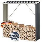 DELUKE® Kaminholzregal Außen FALK - 155x45x157cm Stahl | Holzunterstand für Brennholz außen Metall Unterstand für Kaminholz Brennholzregal Feuerholzregal | Anthrazit