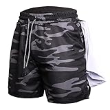 Firulab Herren Shorts mit Handtuchschlaufe | Workout-Fitness-Shorts mit tiefen Taschen | Sportshorts für Herren zum Laufen, Walken, Radfahren, Boxen, Hocken, Gewichtheben