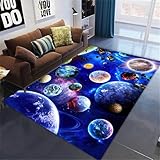 Ganekihedy Galaxy Star Wohnzimmer Teppich Big Planet Teppich Erde Stern Bereich Teppich Spielbereich Teppich rutschfeste Fußmatte Korridor Küche Tür Matte (80 x 120 cm)