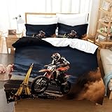 XiaopangXY Motocross Bettwäsche Wärme Steppdeckenbezug Zum Schlafen Dirt Bike Bettdeckenbezug Verstecktes Scharnier Bettbezug Mit Kissenbezüge: 80 X 80cm Double（200x200cm）