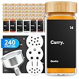 ZMILLA® Gewürzgläser Set Bambus [24 Stück] Eckig mit Streueinsatz | Inklusive 240 Etiketten + Acrylstift + Aluminiumtrichter | Aufbewahrung Gewürze