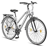 Licorne Bike Premium Trekking Bike in 28 Zoll - Fahrrad für Jungen, Mädchen, Damen und Herren - Shimano 21 Gang-Schaltung - Mountainbike - Crossbike - Life-L-V - Grau/Schwarz