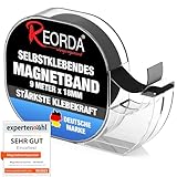 Reorda Magnetband selbstklebend im Spender - Magnetstreifen - Magnetklebeband hervorragend für Postkarten, Fotos & Whiteboards geeignet (9 Meter)