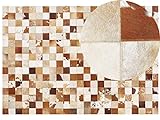 Beliani Rechteckiger Teppich aus Kuhfell Patchwork braun/weiß 160x230 cm Camili